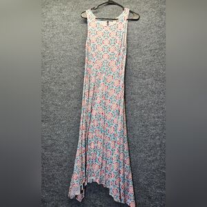 Sundance Blue and Pink Patterned Sleeveless Mazi Dress. Size 8 Rayon